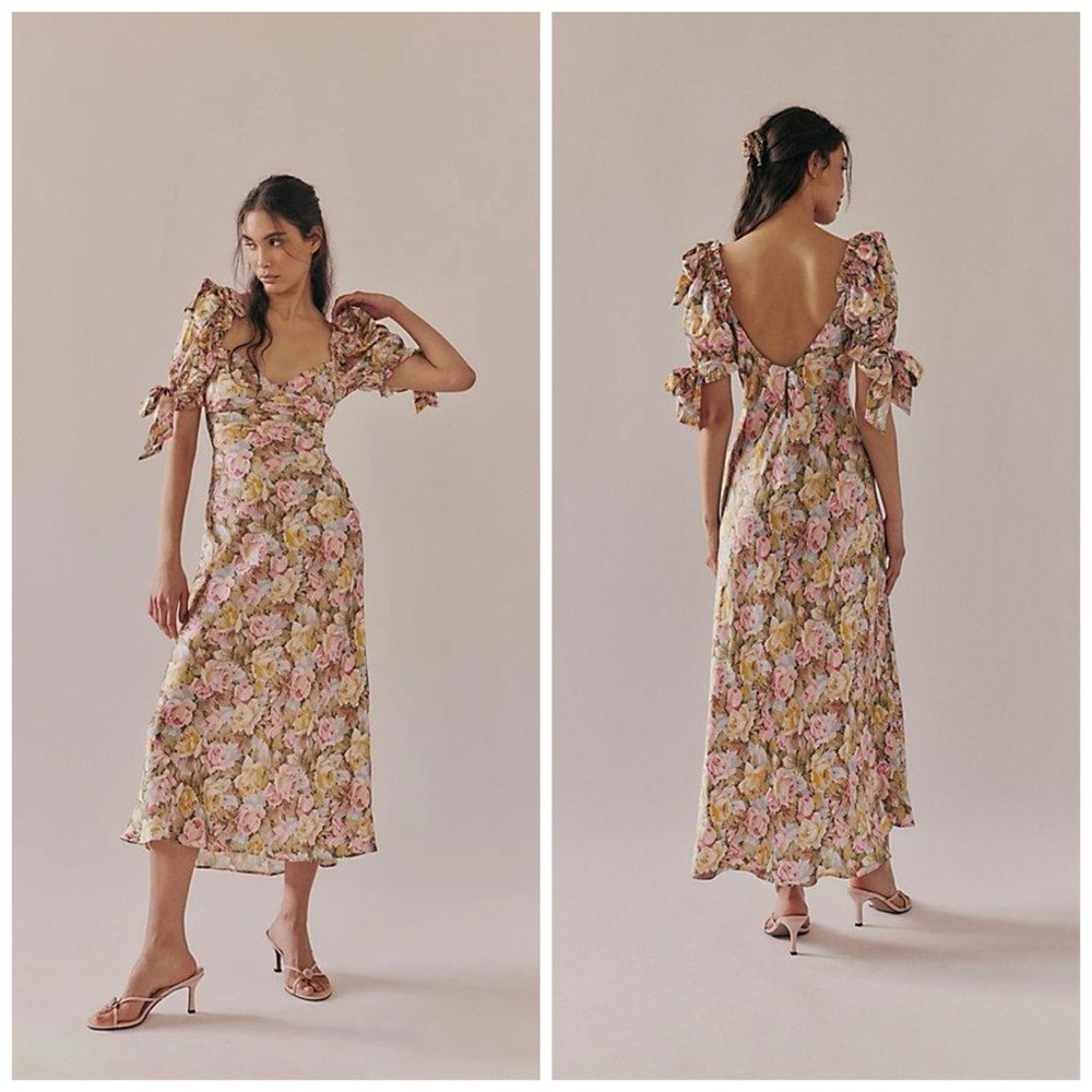 Selkie The Poet Printed Slip Dress Floral Silk Jardin‎ De Fleurs XL Maxi